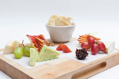 Charcuterie board with fruits & snacks at Alpenhof Lodge