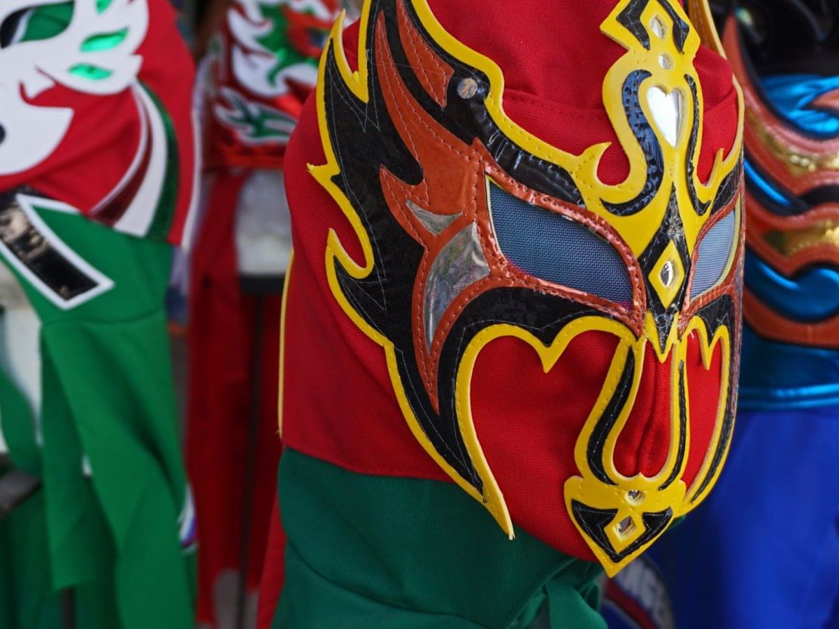 A mask made to celebrate the day of the death near Fiesta Inn