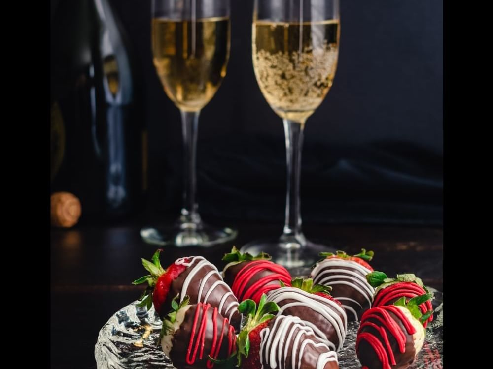 Chocolate covered strawberries and champagne 