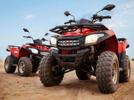 Two red buggies on the Beach at Tanjung Rhu Resort Langkawi