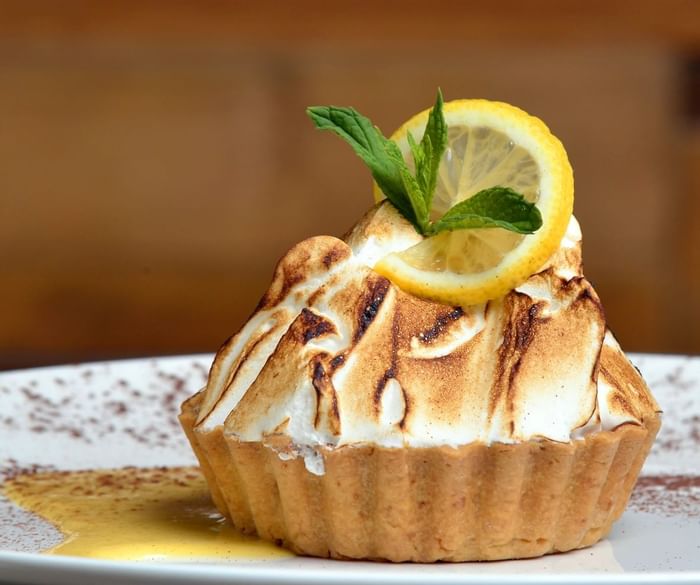 Close-up of Key Lime Pavlova served at The Diplomat Resort