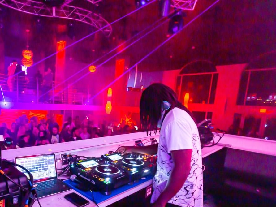 Dj booth at the wave club in Shephard's Beach Resort