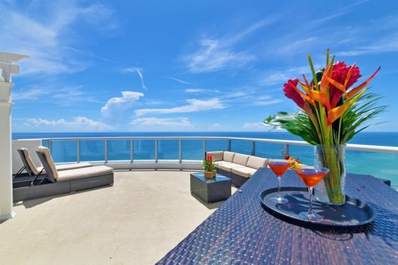 Cocktails served on Penthouse Terrace at Marenas Resort Miami