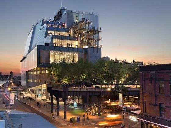 Whitney Museum of American Art at Sunset in Meatpacking District. Photograph ©Ed Lederman, courtesy of the Whitney Museum of American Art