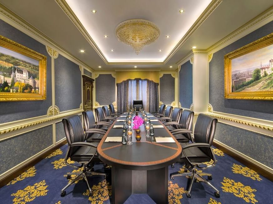 Boardroom Table setting in Nakheel Room at Royal Rose Hotel