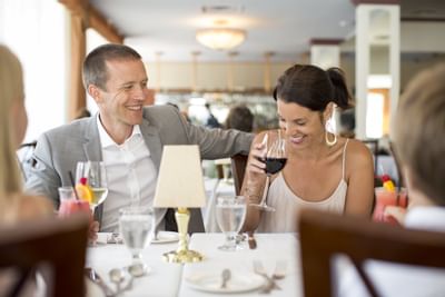 Couple drinking wine.