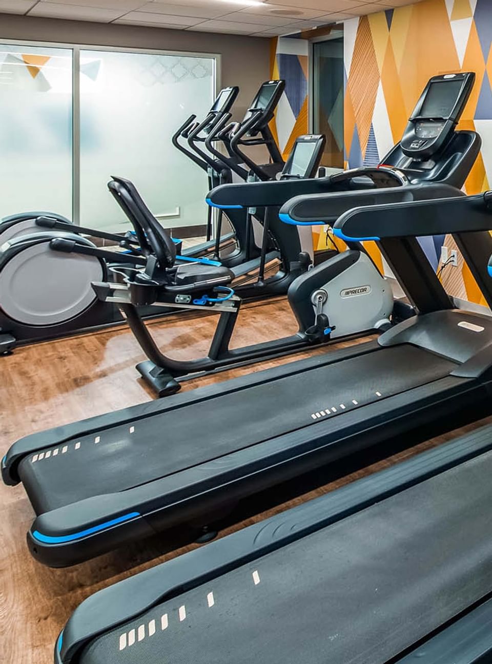 Fitness equipment in the gymnasium at the Kingsley Hotel