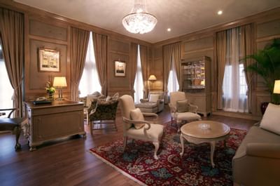Interior of the living area of Heritage Room at Goodwood Hotel