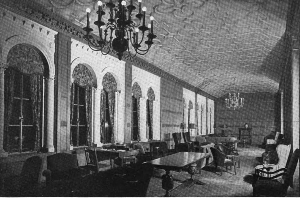 Black and White image of a lounge area with seating at Warwick Allerton - Chicago