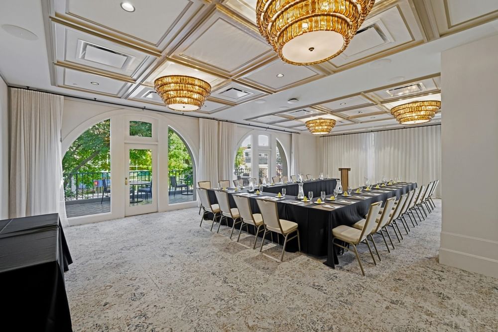 dedicated meeting room set up at el PRADO in a horseshoe format