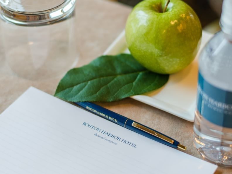 An apple and boston harbor notepad