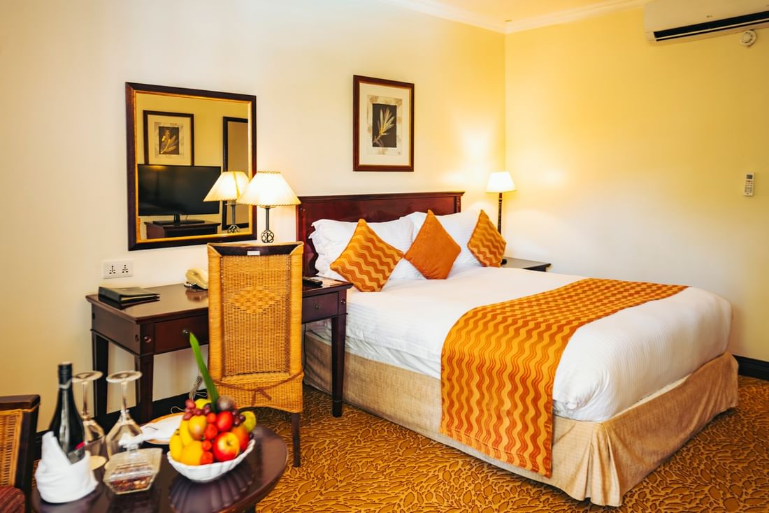 A superior guest room at Lake Kivu Serena Hotel