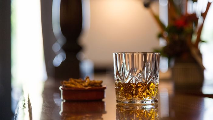 Liquor & snack served in a Restaurant at Hotel du Chateau
