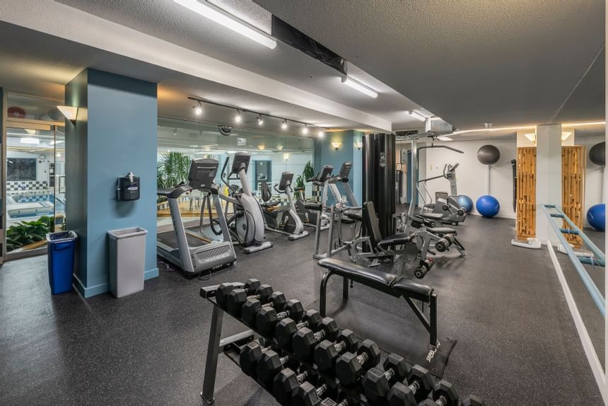 Exercise machines in the Fitness Room at Hotel Halifax