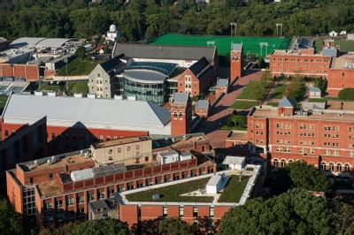 aerial photo of georetown university campus
