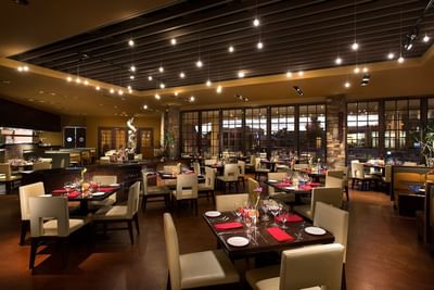 Elegant and spacious dining room at Red Sage Restaurant & Bar in Hilton Santa Fe Buffalo Thunder