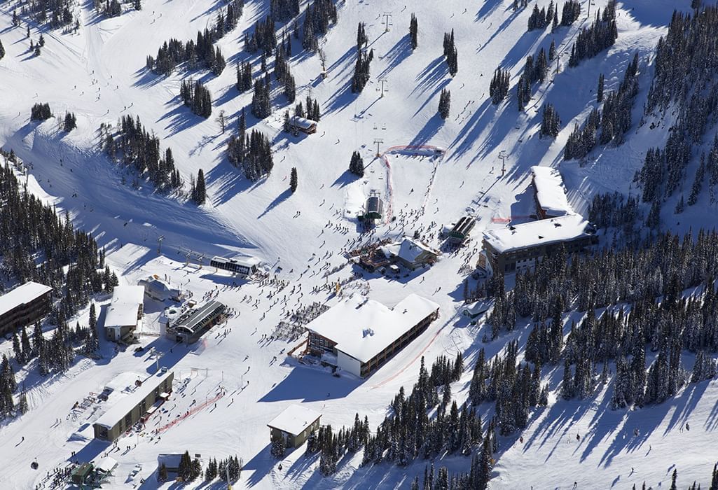 aerial shot of Banff Sunshine Village