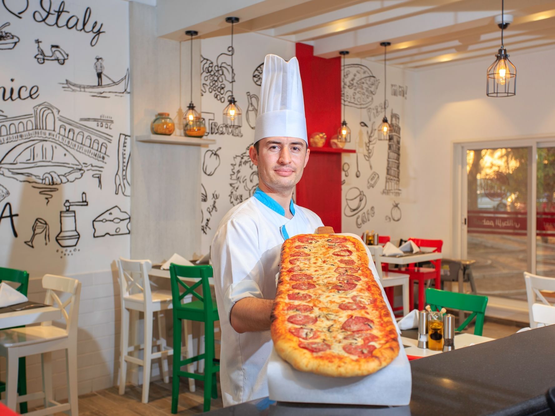 1 meter pizza at La Merenda Italian Restaurant in Sealine Beach Resort
