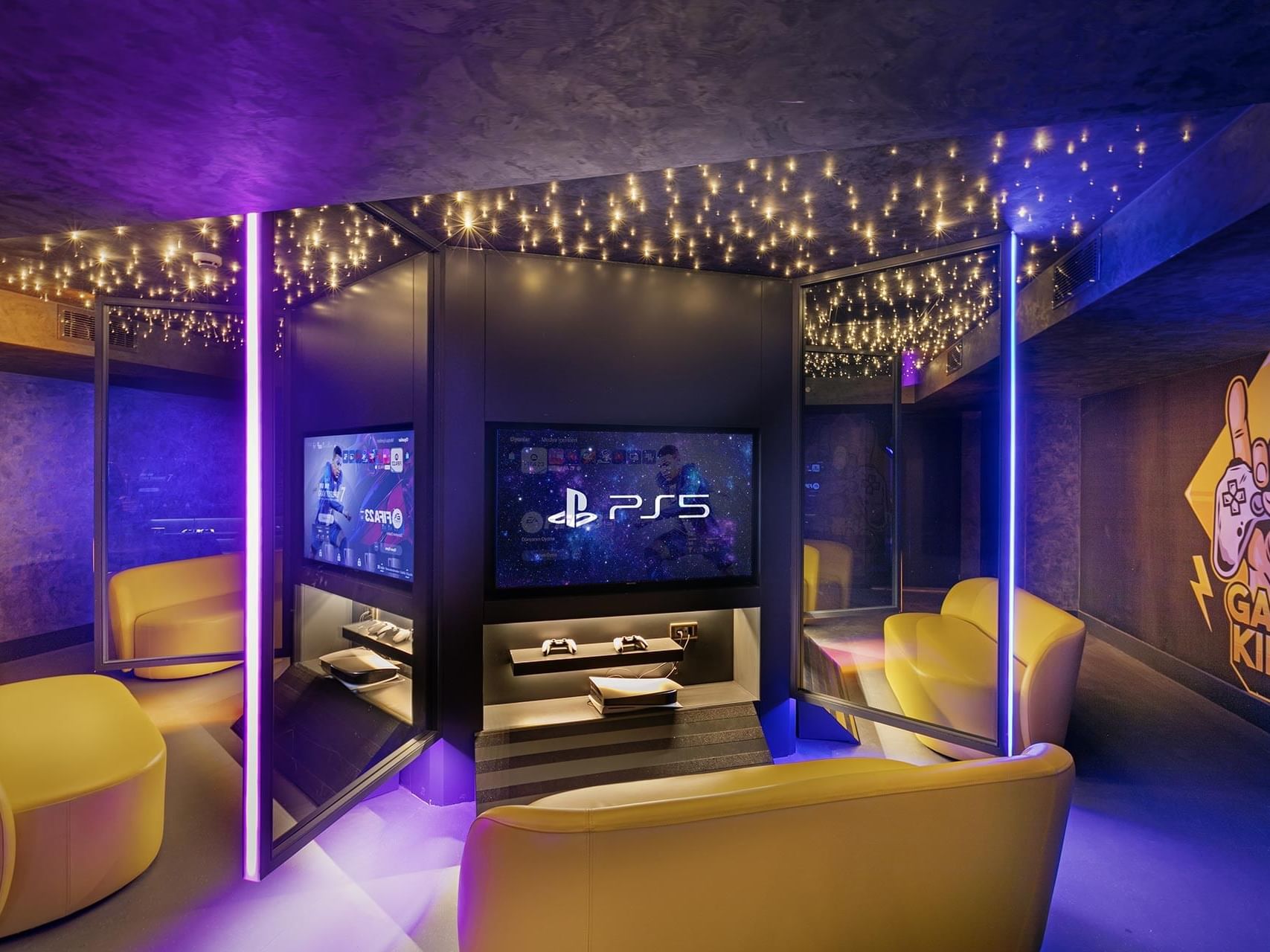 Playstation game room with loungers in Game Center at Titanic Deluxe Lara