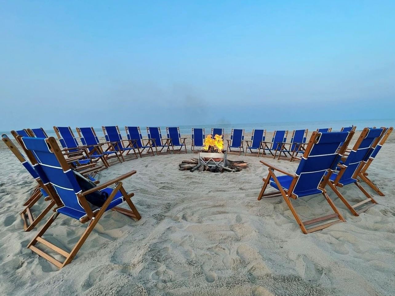 Dewey Beach Surf Shop Bonfire on Dewey Beach with Chairs.