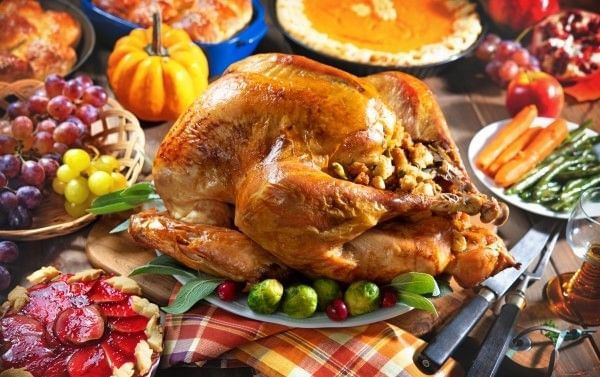Plates of Thanksgiving Food