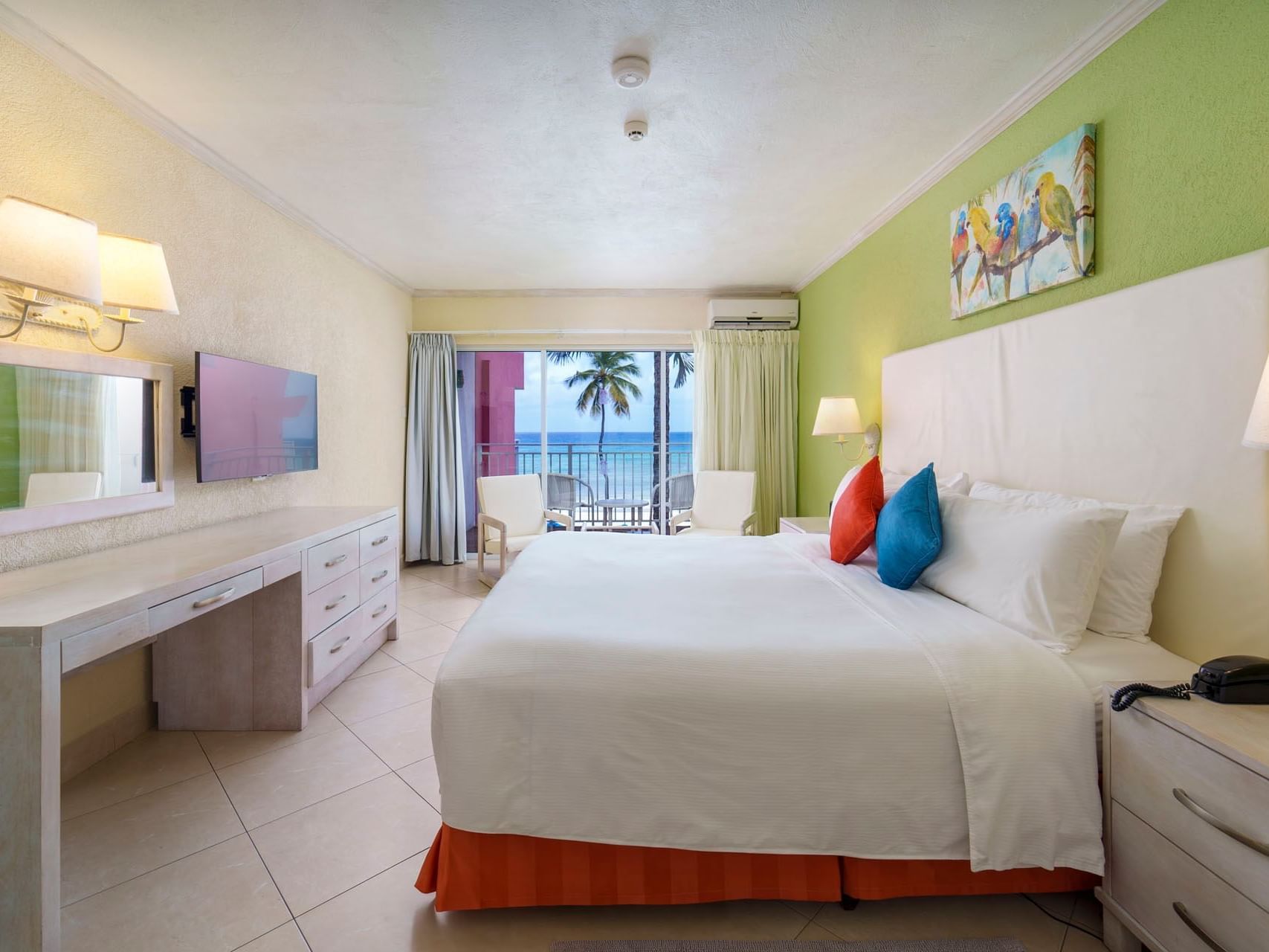 Bed with balcony in Ocean View Room at Southern Palms Beach