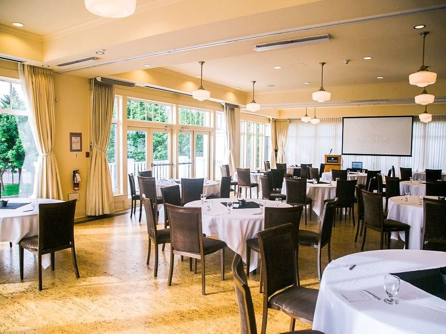 Arranged dining area in Great Room, Manteo Resort Waterfront