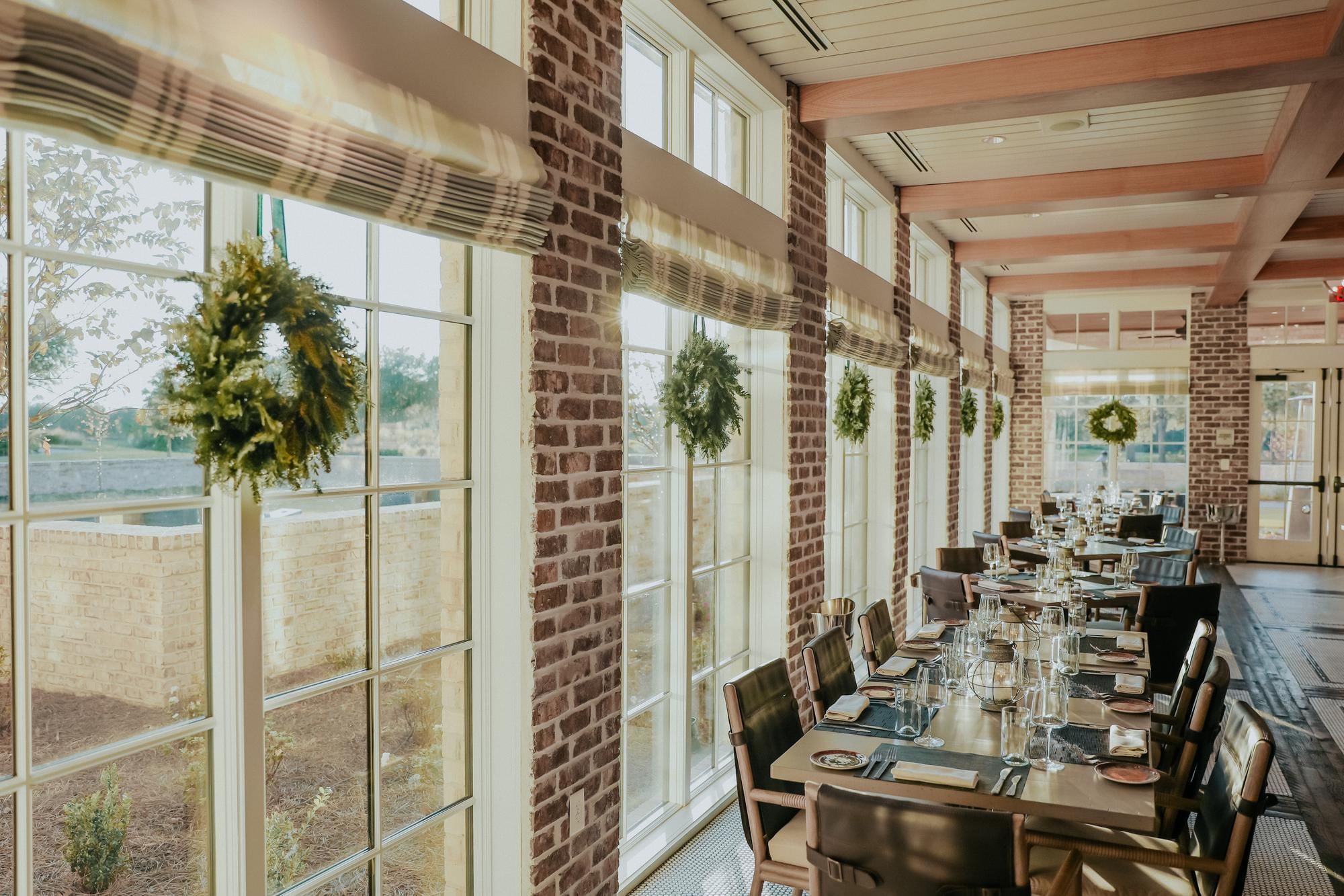 Camp Creek Inn's onsite fine-dining restaurant, ANR, decorated for the holidays.