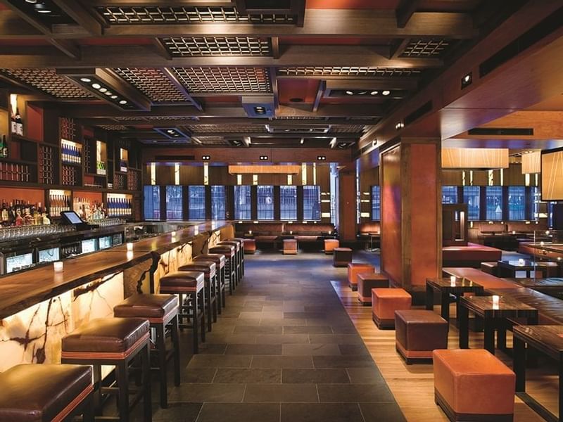 Bar counter & seating area in Nobu at Crown Hotel Melbourne