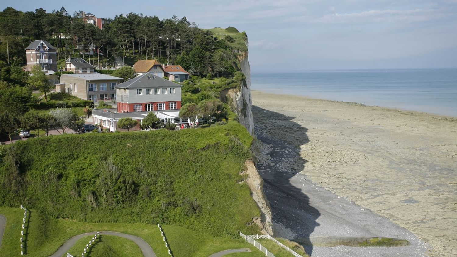 Aerial view of the hotel & the ocean at Originals Hotels