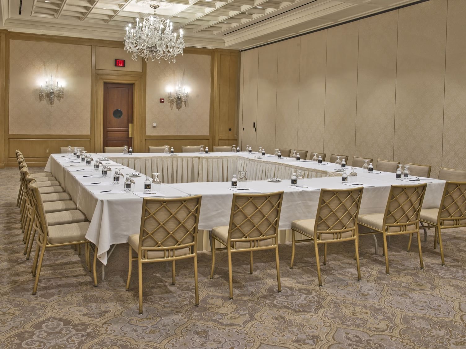 large square table in a ballroom