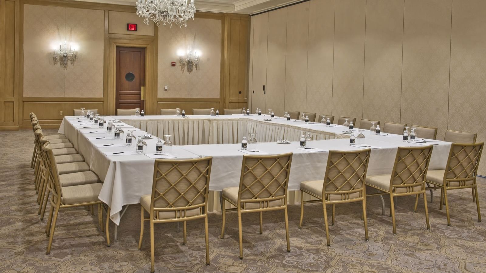 Boardroom-style table layout in Salon III at The Townsend Hotel