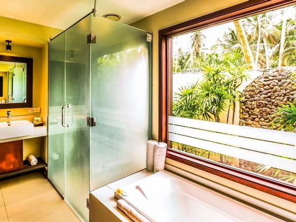 Bathroom of Beach Front Bure with Plunge Pools at Tambua Sands