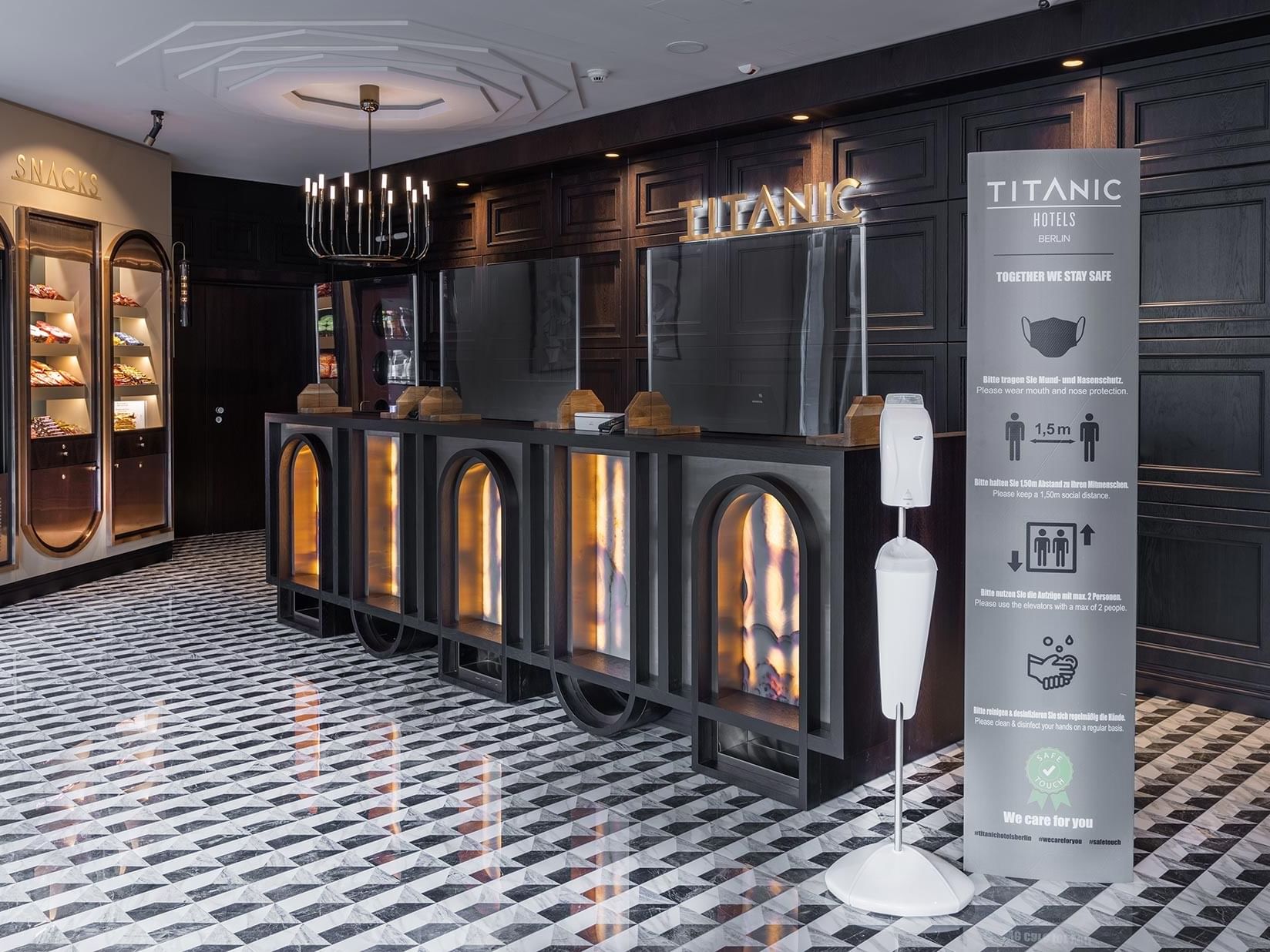 Concept design of the hotel reception at Titanic Comfort Kurfürstendamm