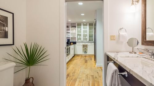 The Kitchenette and vanity area in the Resort suite at Watersound Inn