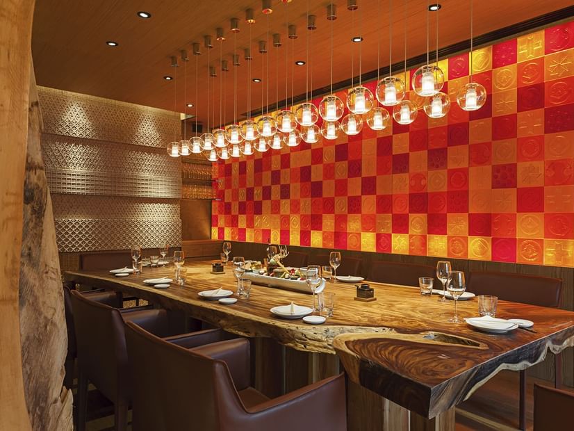 Zuma restaurant dining table at Fendi Private Suites