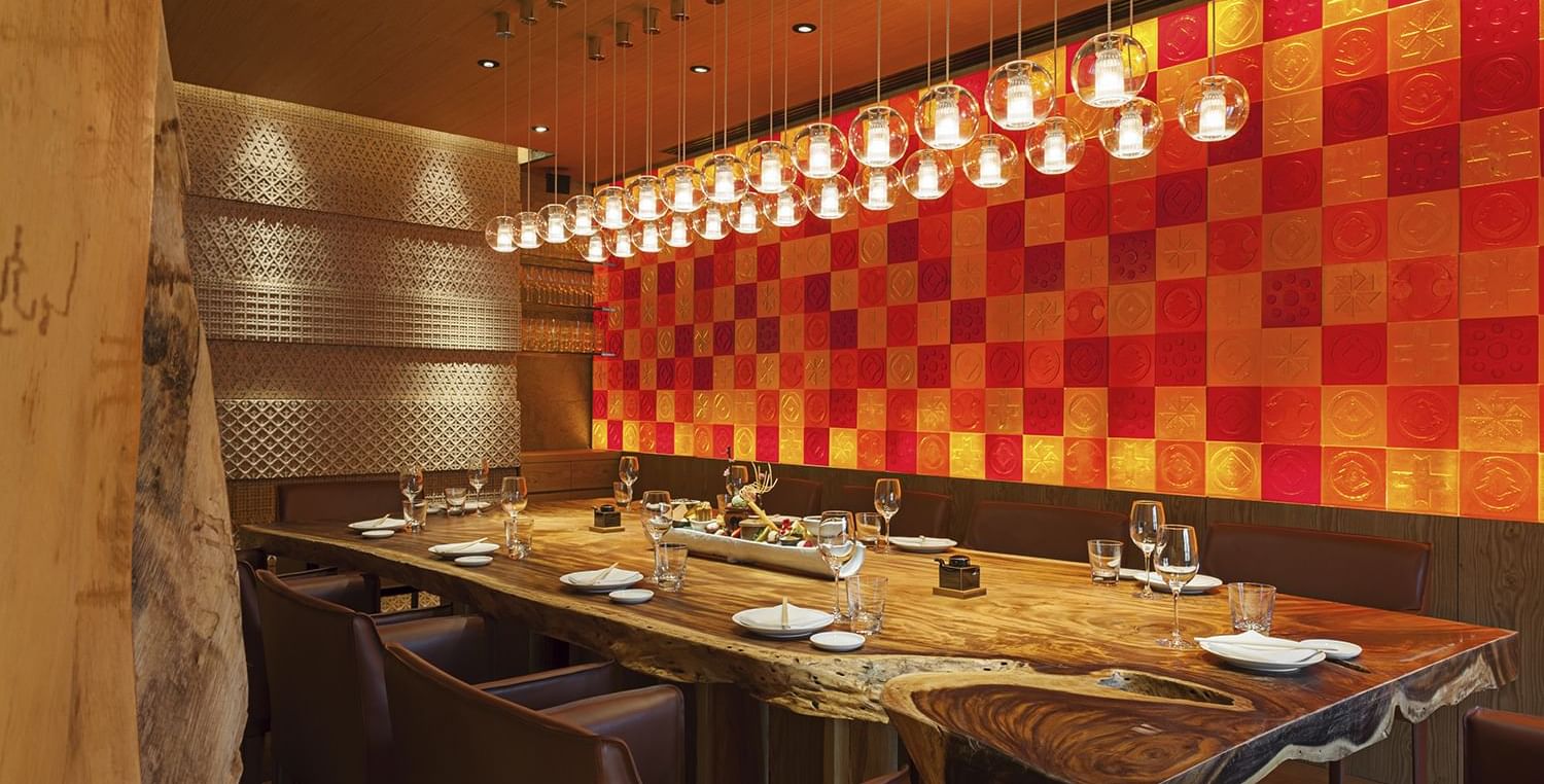 Zuma restaurant dining table at Fendi Private Suites
