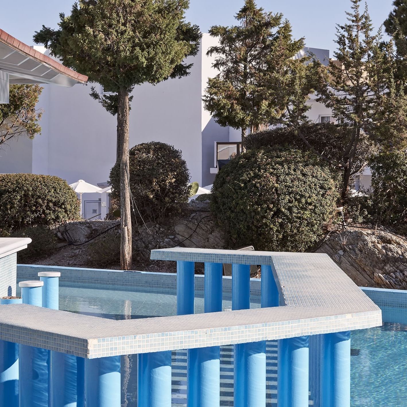 Exterior view of Poseidon pool bar at Kiotari Miraluna