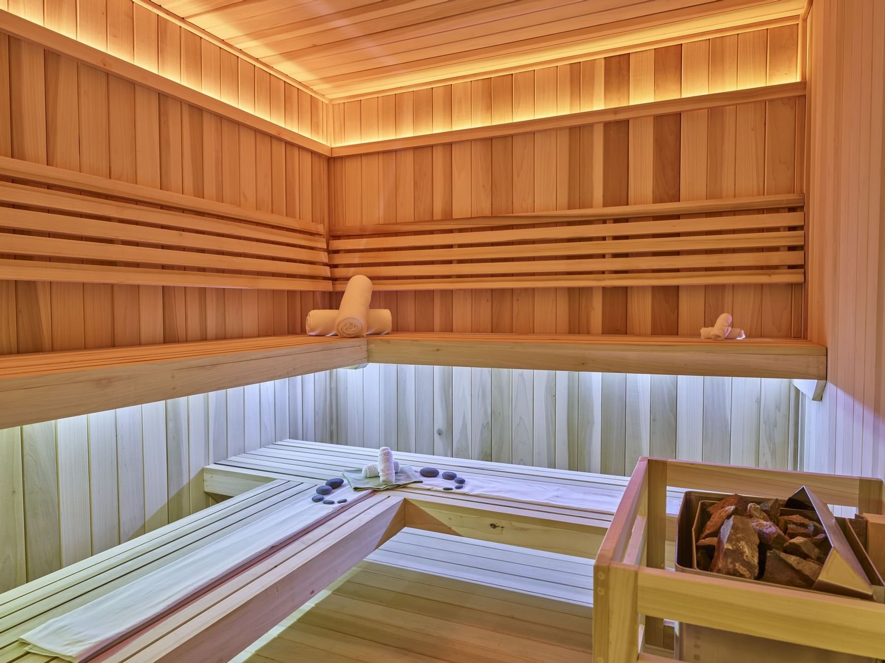 Interior of the relaxing Sauna Room at La Colección Resorts