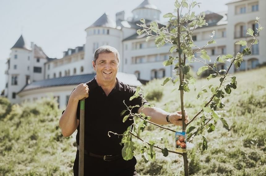 A gardener posing at Imlauer Schloss Hotel Pichlarn