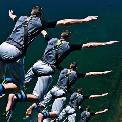 People on a Bungee jumping session near Falkensteiner Hotels