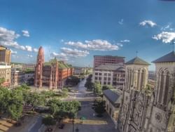 Aerial view of the Main Plaza near Riverwalk Plaza Hotel