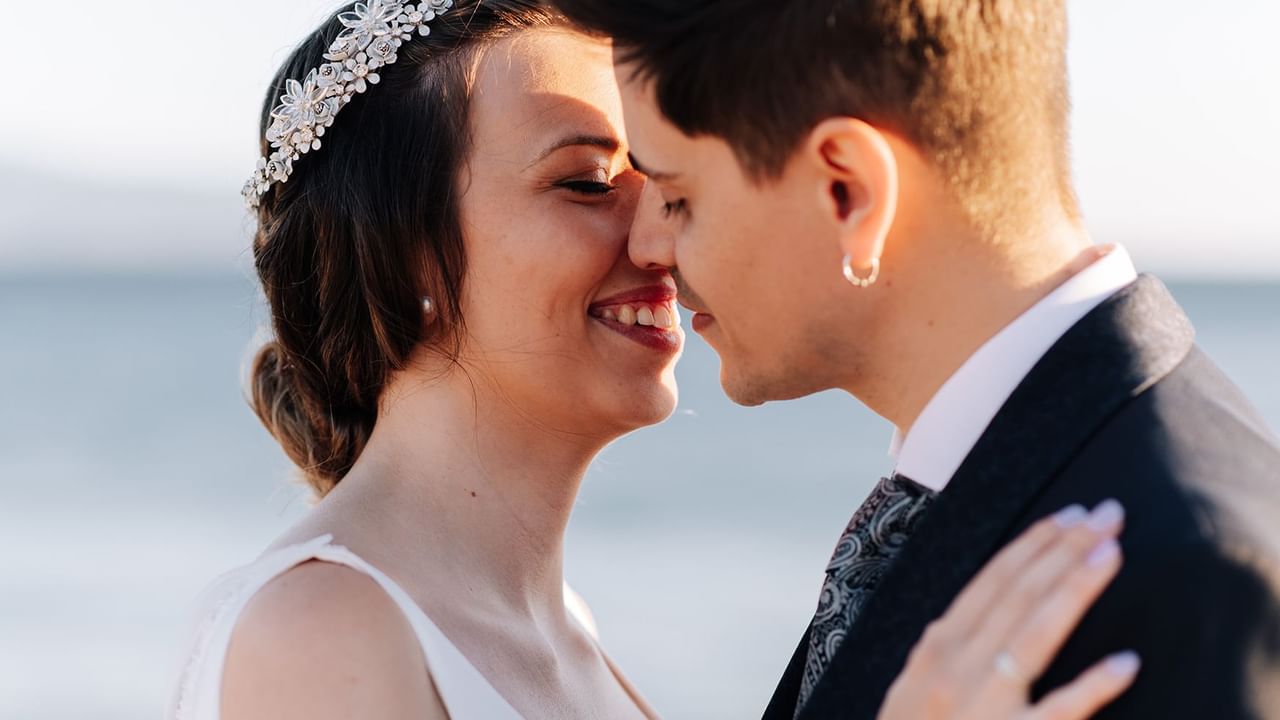 Portrait of a just married couple