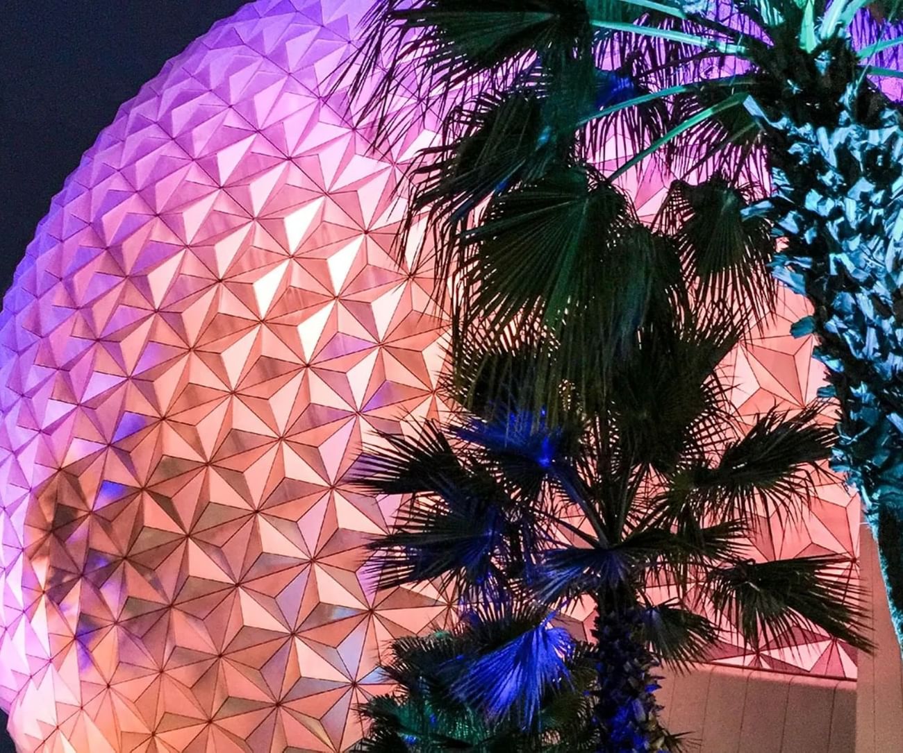 Exterior night view of EPCOT® near The Grove Resort & Water Park