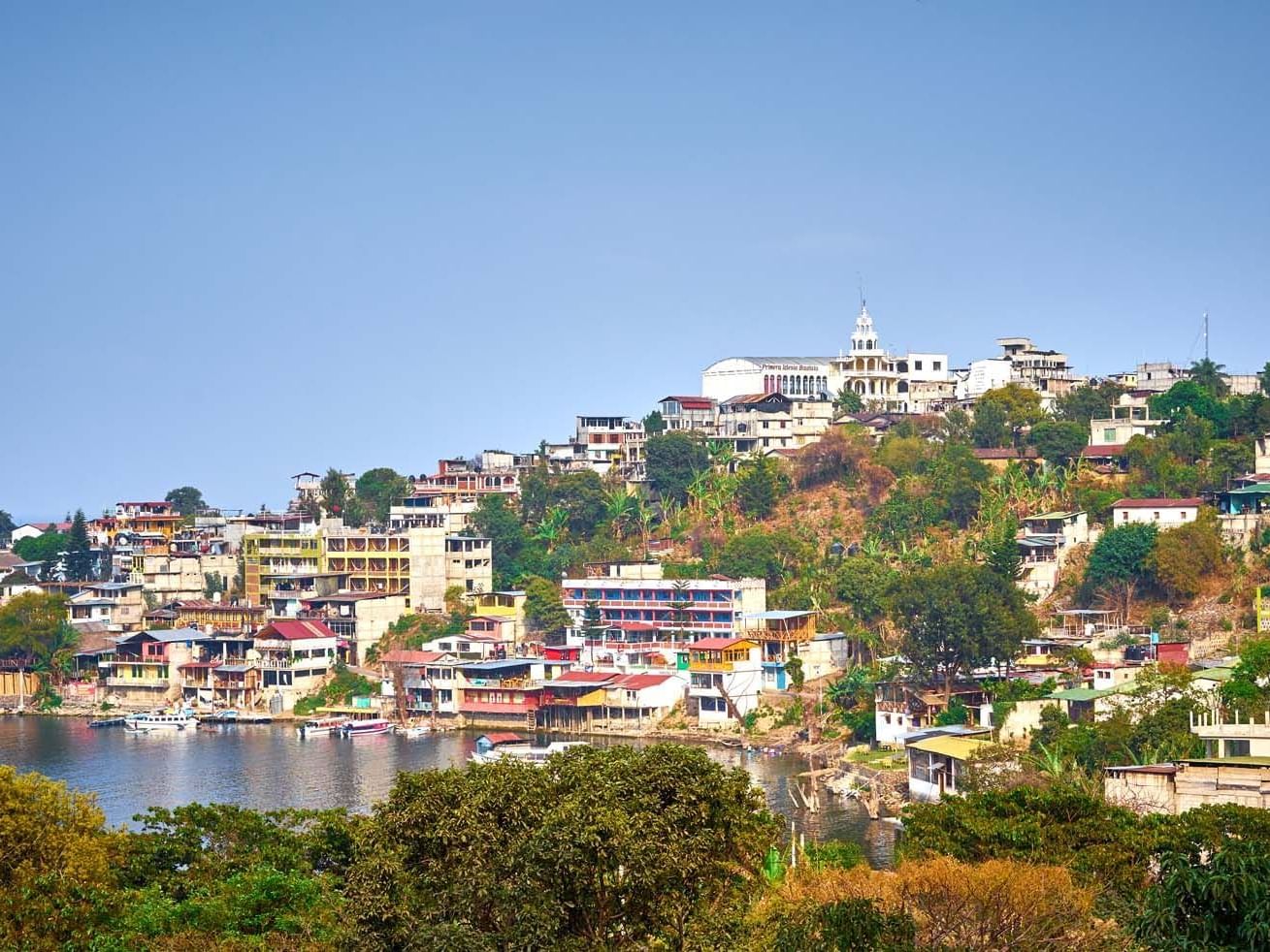 Distant view of San Pedro la Laguna near Hotel Atitlan