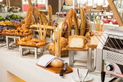 Freshly Baked goods on buffet in Salt Restaurant & Pool Bar at Eastin Ashta Resort Canggu
