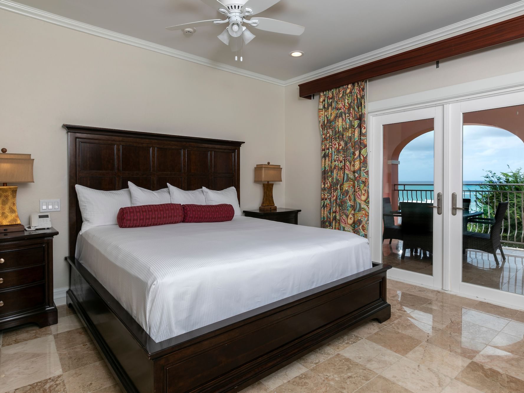 Bedroom & balcony area in Great House Suites at The Buccaneer
