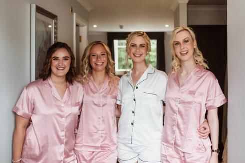 bridesmaids getting ready at gorse hill in surrey