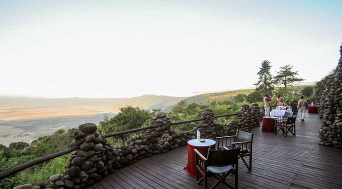 Dining area with an amazing view at Ngorongoro Serena