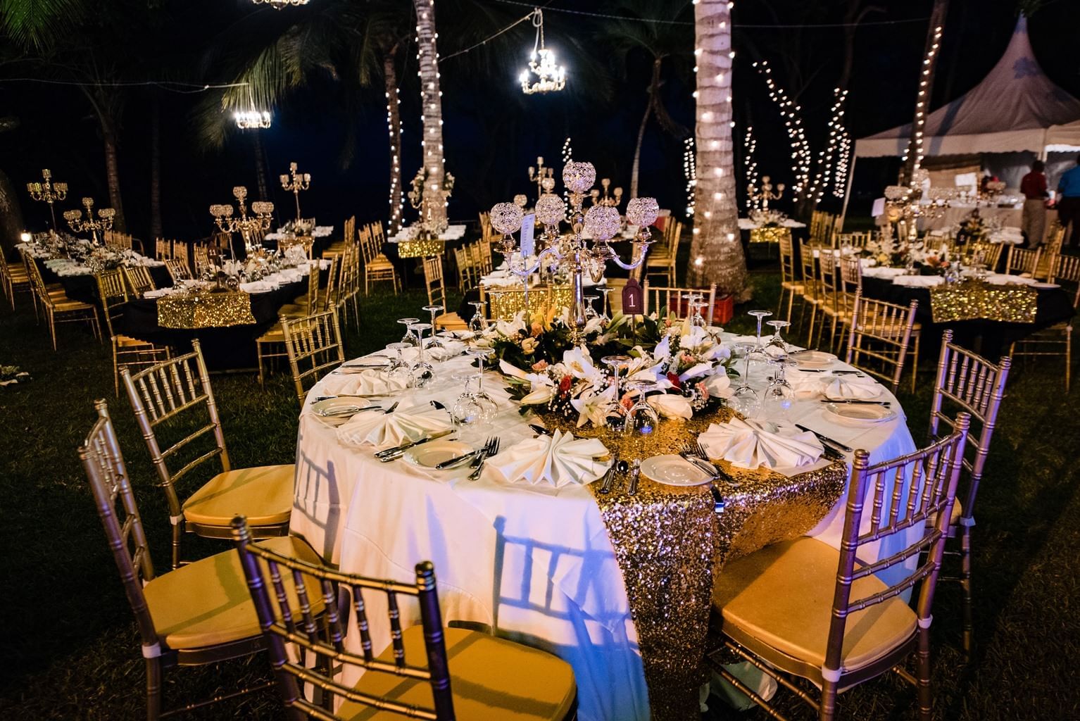 Outdoor wedding receptions at Serena Beach Resort & Spa